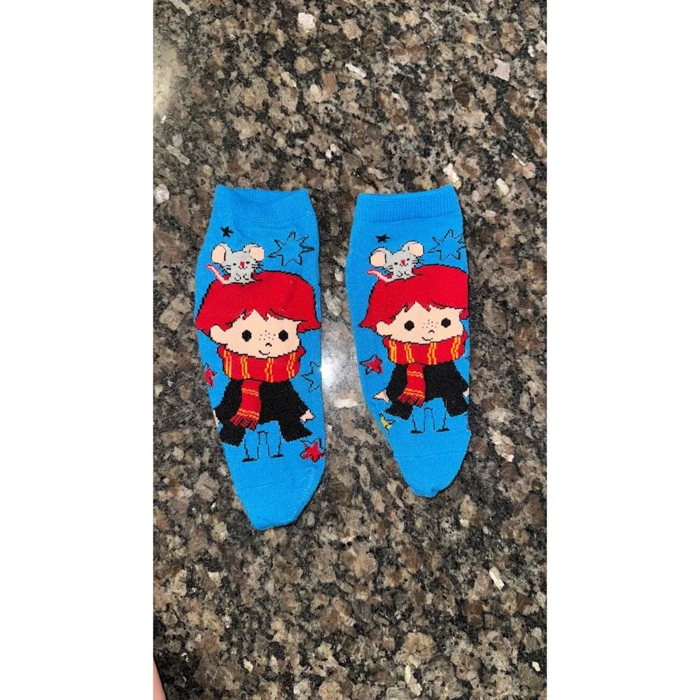 Harry Potter Ron Weasley Hogwarts Express Ankle Socks 2 Pair Set Blue Yellow